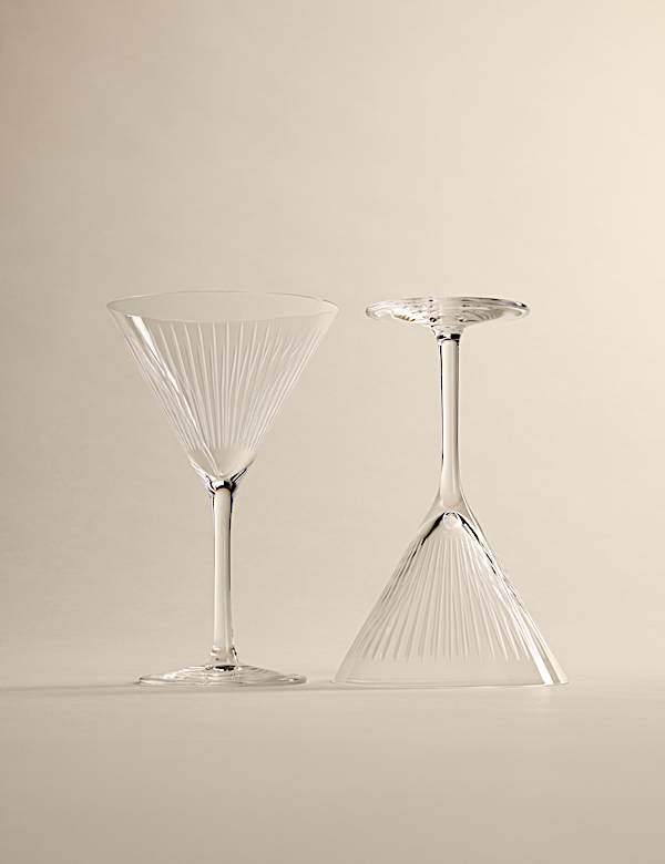 Set of 2 Crystal Dishwasher Safe Martini Glasses - BN