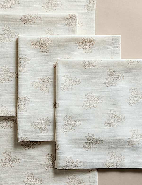 Set of 4 Pure Cotton Block Print Napkins - PL