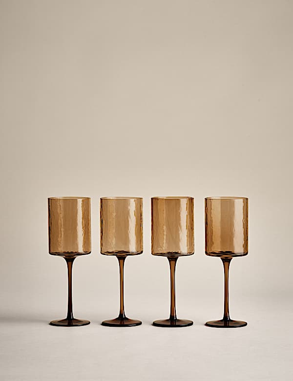 Set of 4 Hammered Wine Glasses - NL