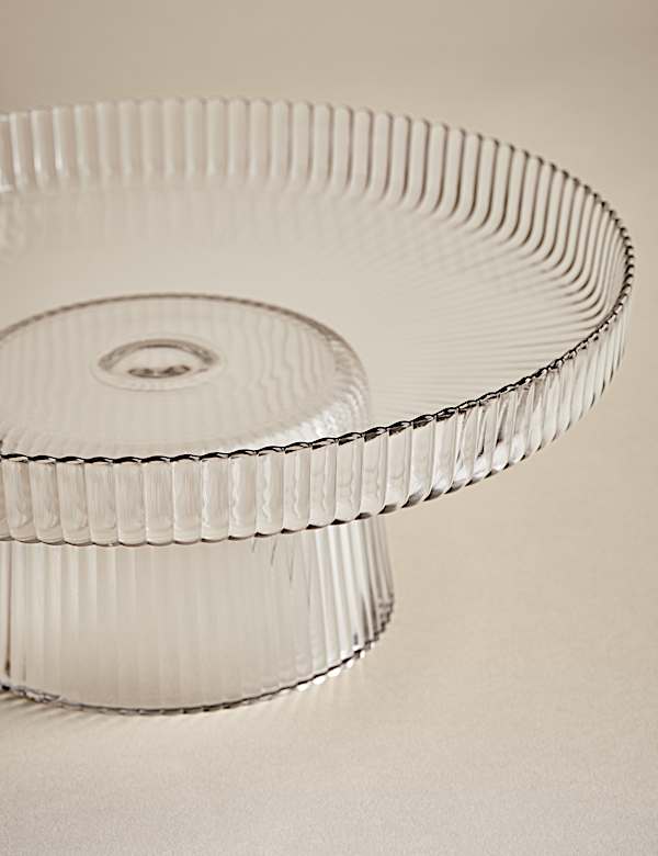 Présentoir à gâteau en verre à motif côtelé - BE