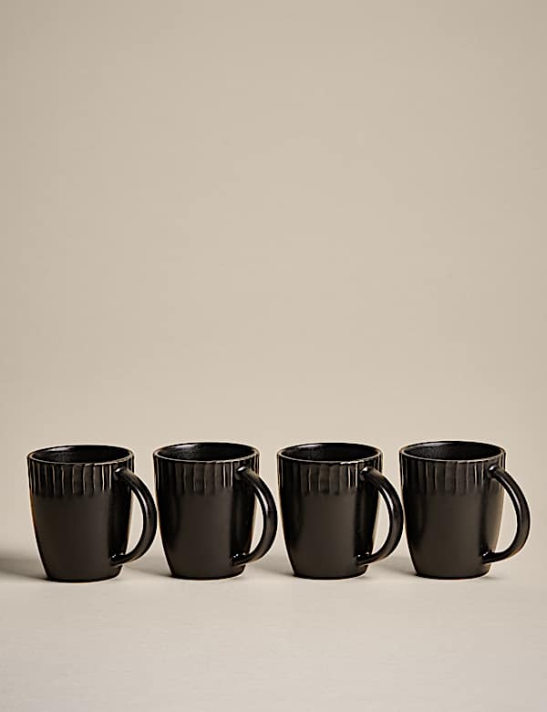 Set of 4 Textured Edge Mugs - AL