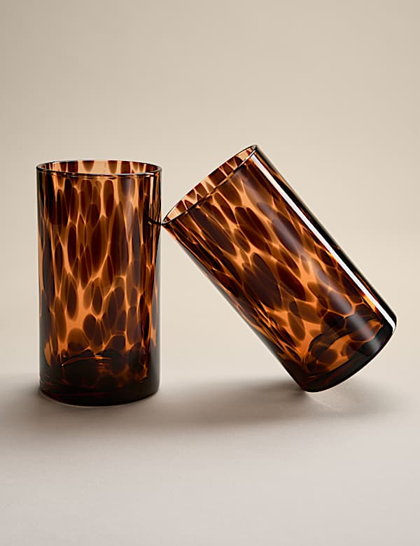 Lot de 2 verres hauts &agrave; motif mouchet&eacute; - FR