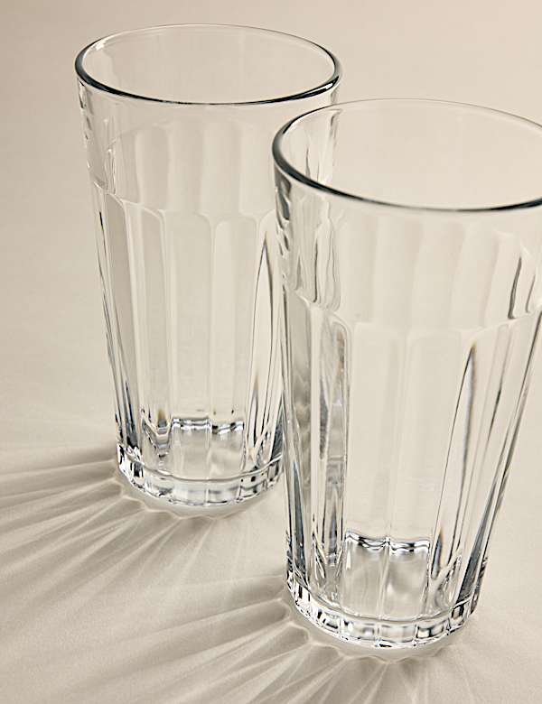 Set of 4 Everyday Ribbed Highball Glasses - BN