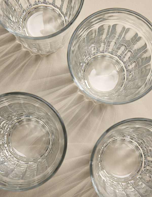 Set of 4 Everyday Ribbed Highball Glasses - BN