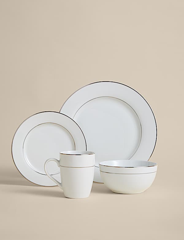 16 Piece Gilded Rim Dinner Set - JE