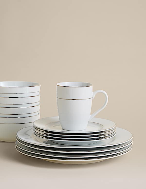 16 Piece Gilded Rim Dinner Set - JE