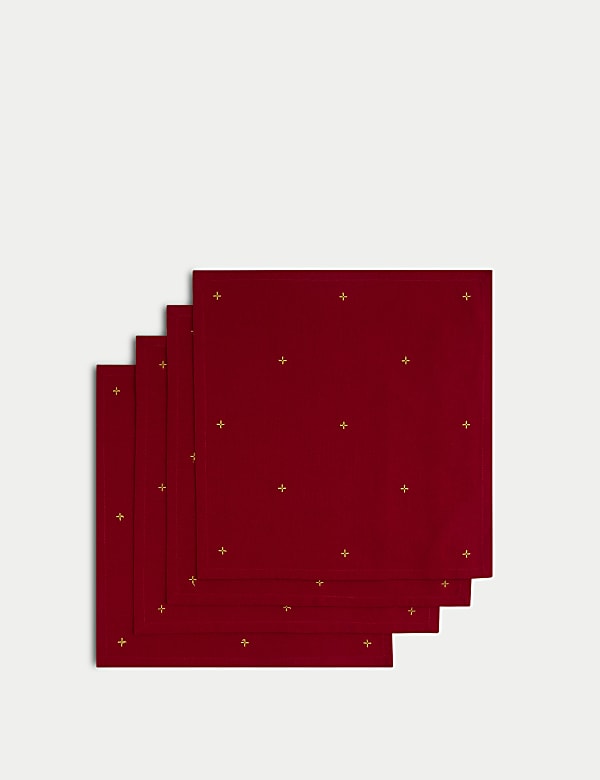 Set of 4 Pure Cotton Embroidered Napkins - NZ