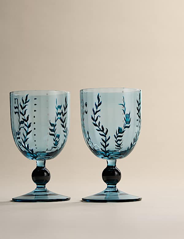 Set of 2 Hand Painted Wine Glasses - KG