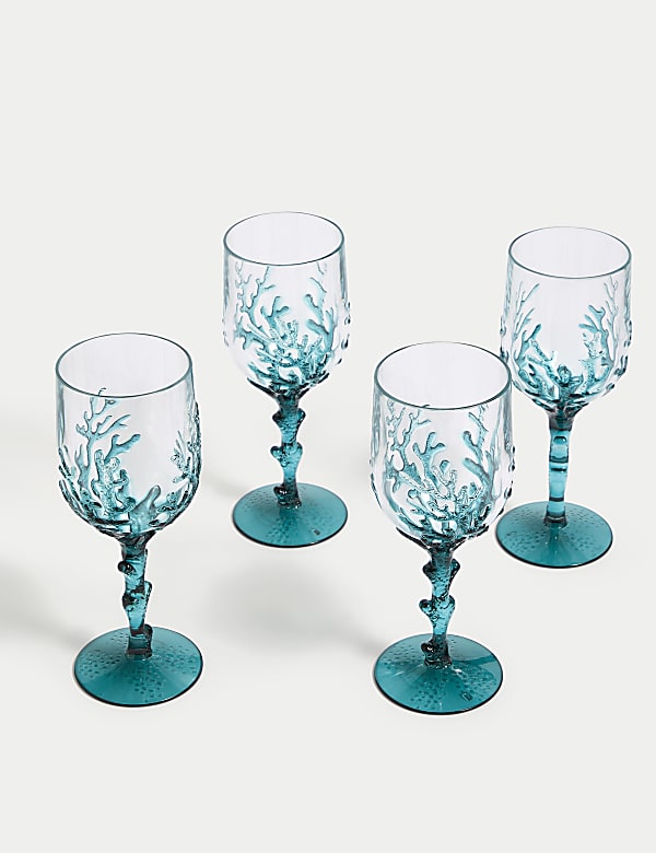 Set of 4 Summer Resort Picnic Wine Glasses - AT