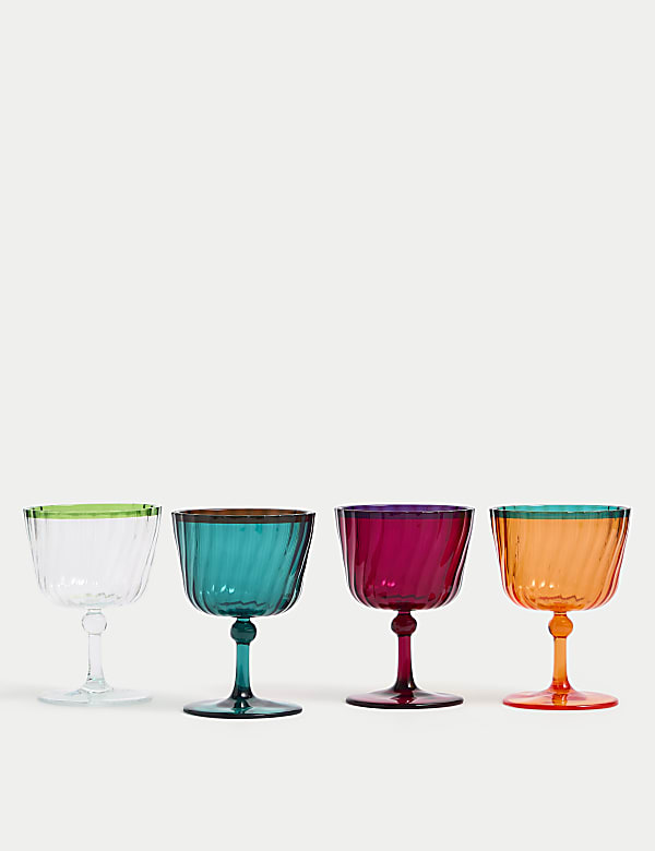 Set of 4 Ikat Brights Two-Tone Wine Glasses - GR