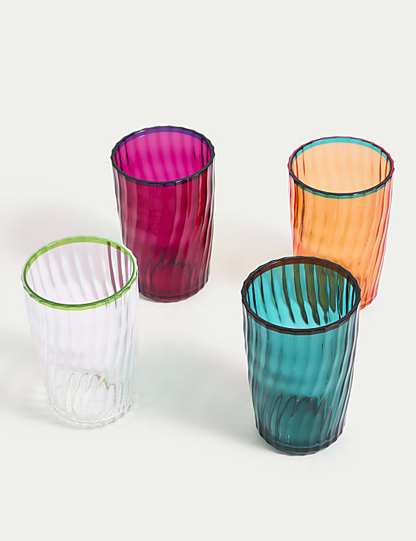 Set of 4 Ikat Brights Picnic Hi Ball Glasses - PT