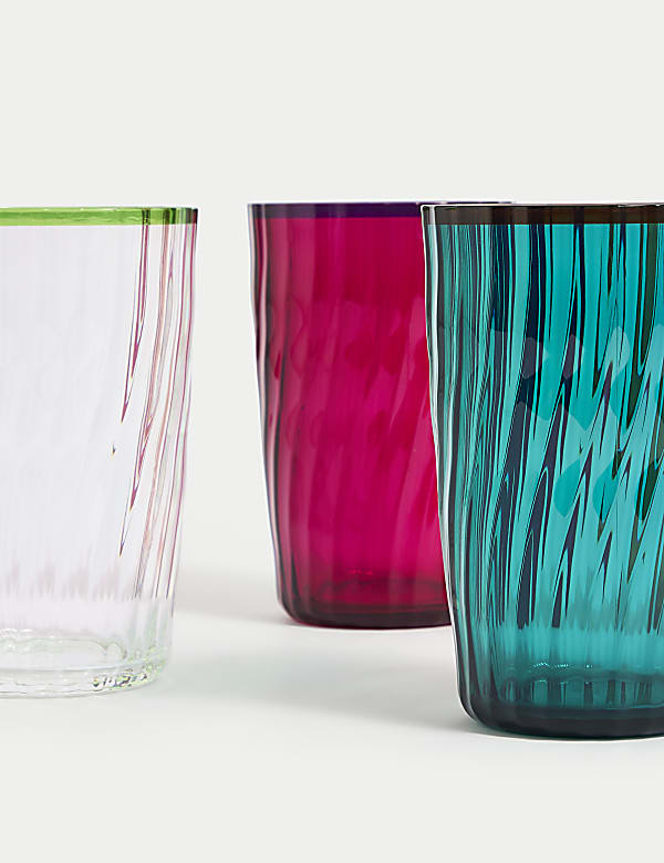 Set of 4 Ikat Brights Picnic Hi Ball Glasses - PT
