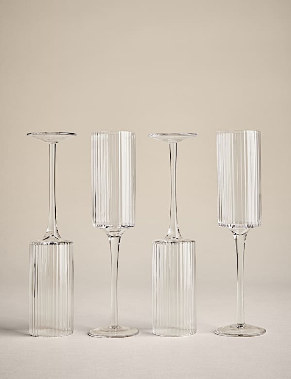 Set of 4 Handmade Celine Champagne Flutes - BG