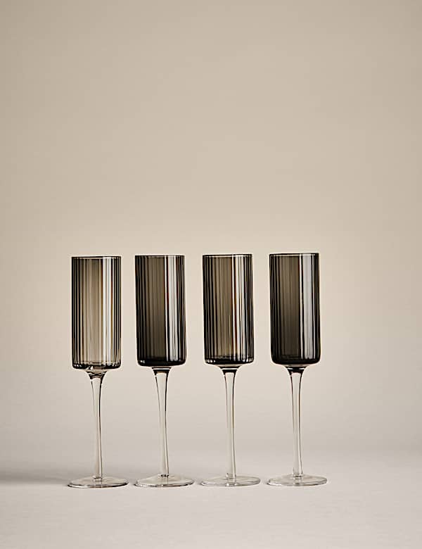 Set of 4 Handmade Celine Champagne Flutes - GR