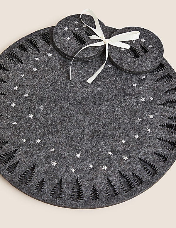 Set of 4 Felt Placemats & 4 Coasters - GR