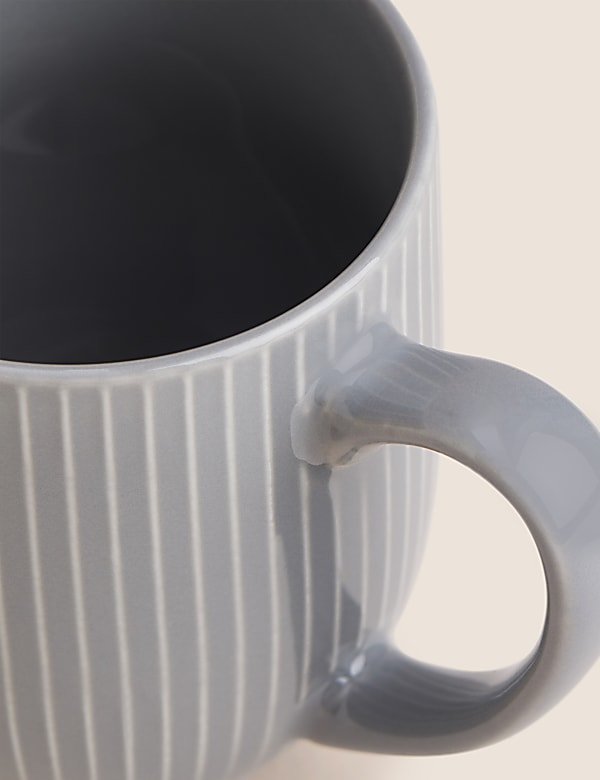 Set of 4 Ribbed Glazed Mugs - BN