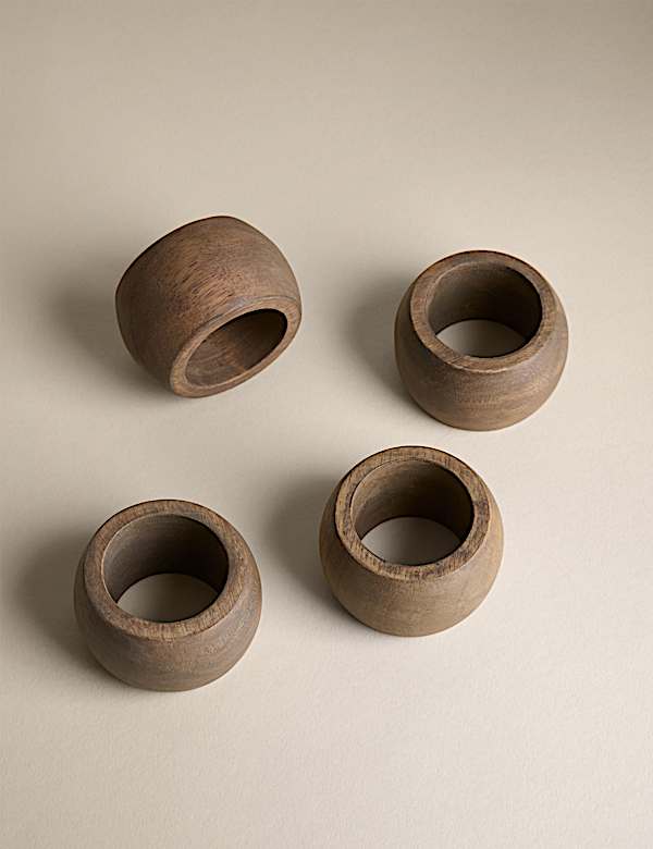 Set of 4 Wooden Napkin Rings - GR