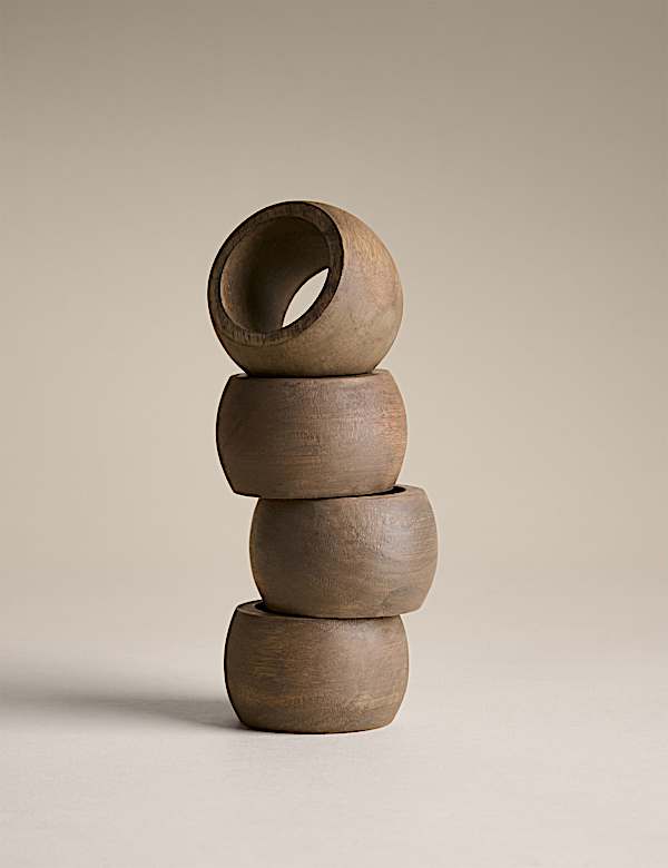 Set of 4 Wooden Napkin Rings - PT