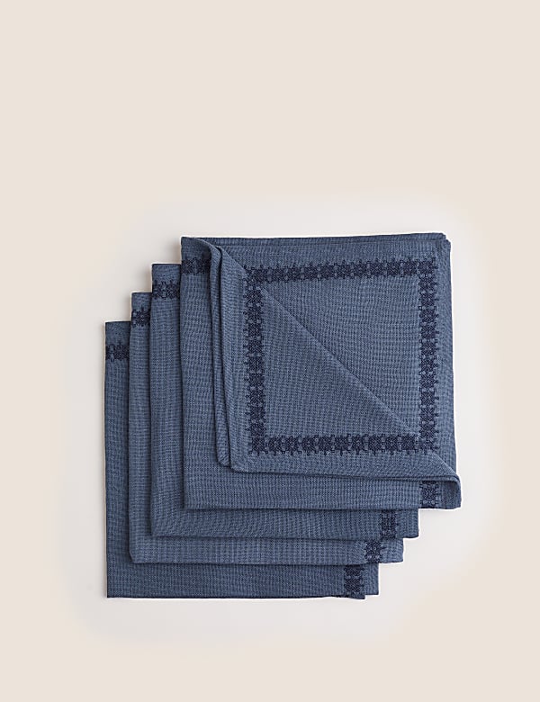 Set of 4 Pure Cotton Embroidered Napkins - RS