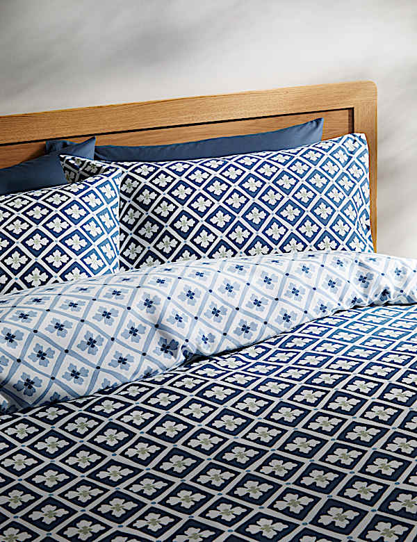 Cotton Blend Geometric Tile Bedding Set - MX