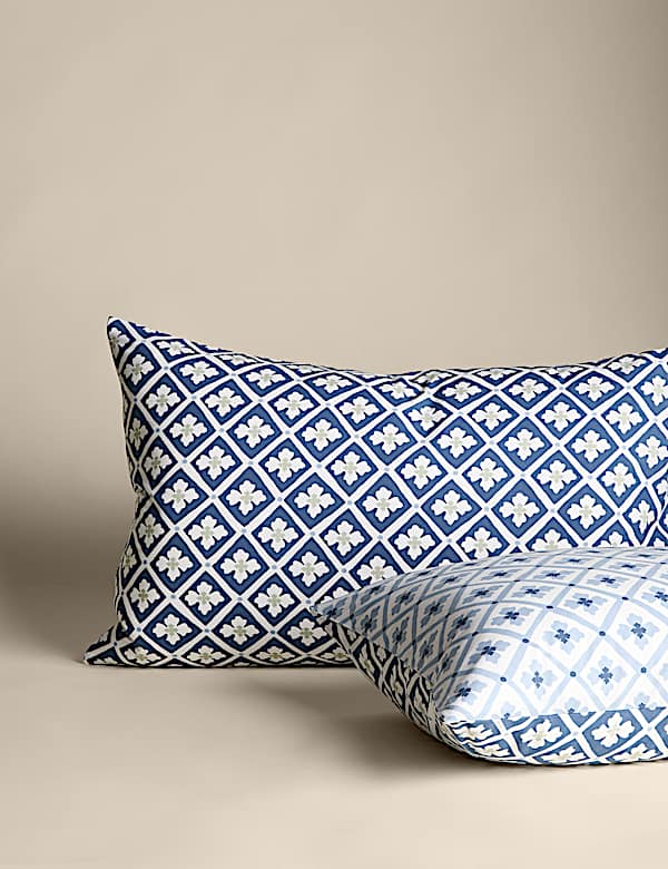 Parure de lit en coton mélangé à motif tuile de style géométrique - FR