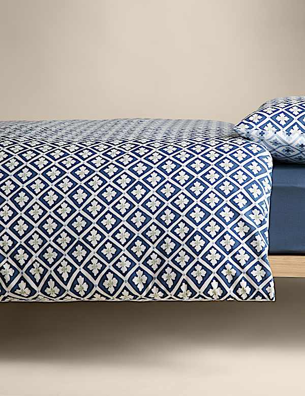 Parure de lit en coton mélangé à motif tuile de style géométrique - FR