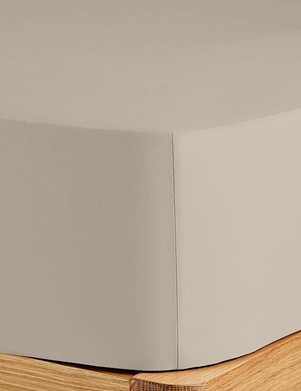 Drap-housse &agrave; bonnets profonds en coton effet d&eacute;lav&eacute; - CH