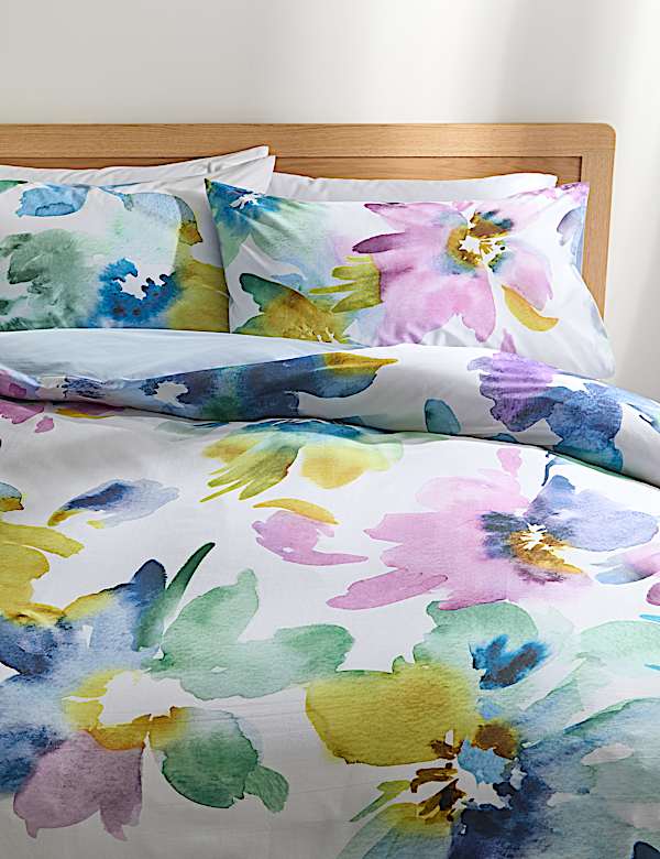 Pure Cotton Watercolour Floral Bedding Set - AT