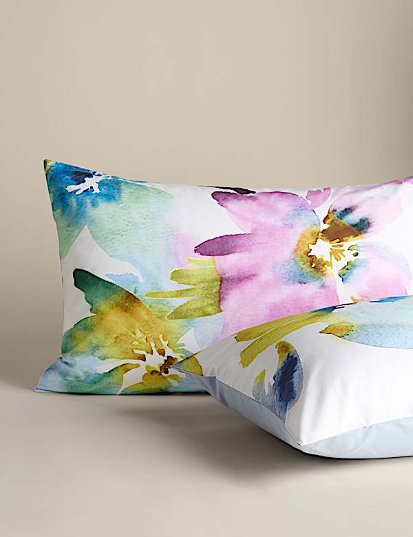 Pure Cotton Watercolour Floral Bedding Set - MV