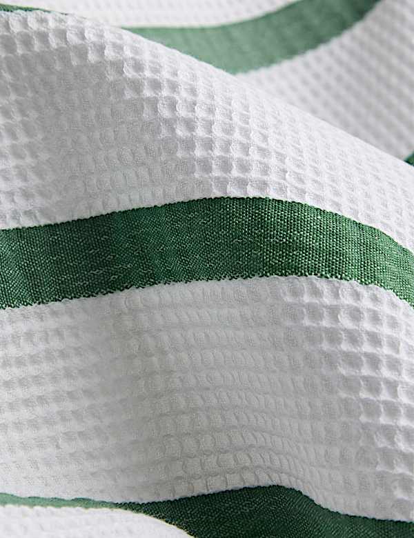 Parure de lit 100 % coton &agrave; rayures gaufr&eacute;es contrast&eacute;es - CA