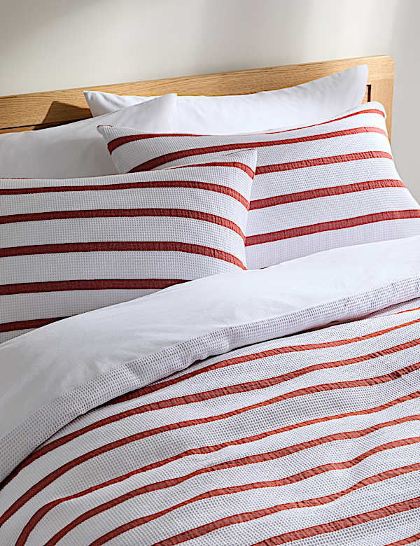 Pure Cotton Contrast Striped Waffle Bedding Set - US