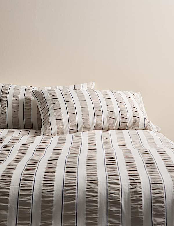 Pure Cotton Seersucker Stripe Bedding Set - SK