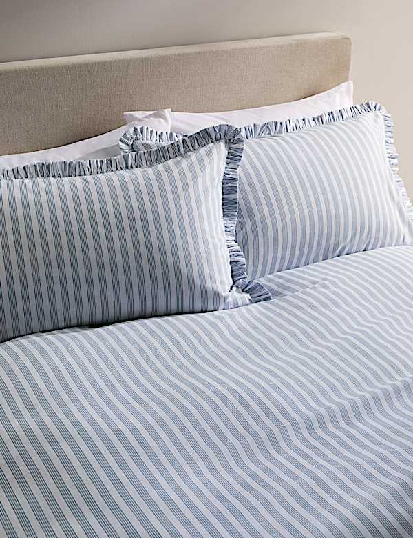 Pure Cotton Striped Ruffle Bedding Set - ES