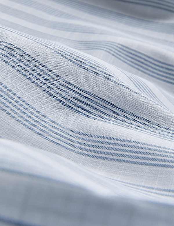 Parure de lit 100 % coton à rayures et volant - CH