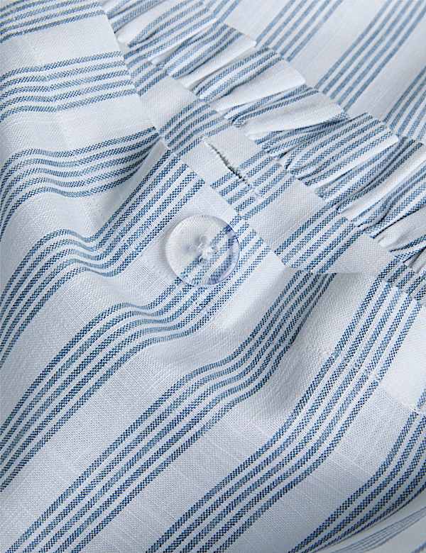 Parure de lit 100 % coton à rayures et volant - CH