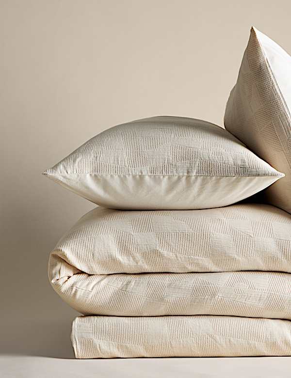 Parure de lit 100 % coton gaufré à motif abstrait - CH