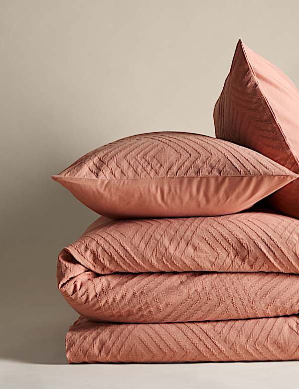 סט מצעים מכותנה טהורה עם רקמה גיאומטרית עשירה - IL