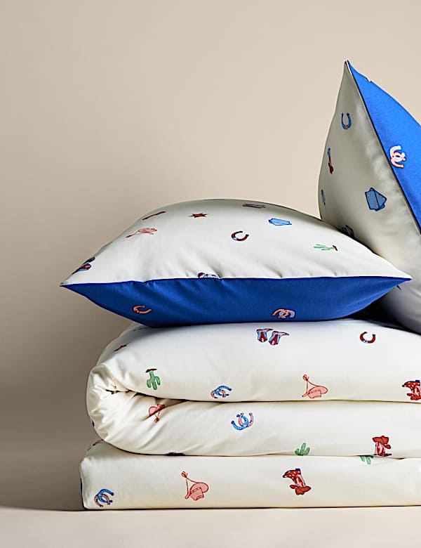 Cotton Blend Cowboy Boot Print Bedding Set - CN