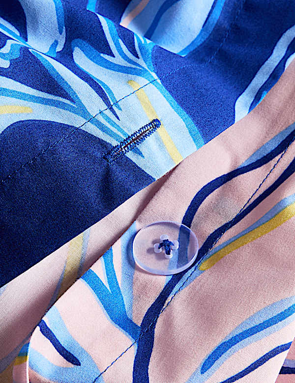 Parure de lit réversible en coton à motif fleuri - LU