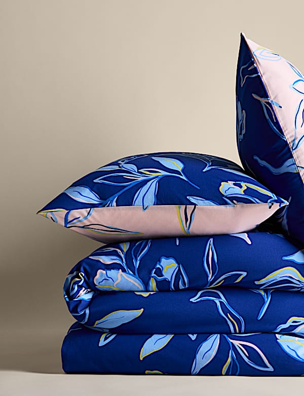 Parure de lit réversible en coton à motif fleuri - LU