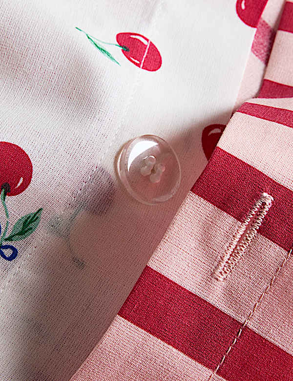 Cotton Blend Cherries Reversible Bedding Set - CY