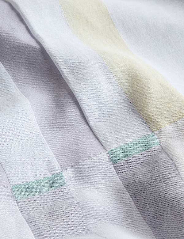 Parure de lit 100 % coton à carreaux et motif abstrait - CH