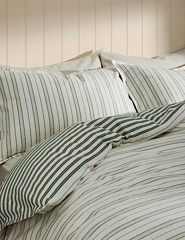 Pure Brushed Cotton Striped Bedding Set - US