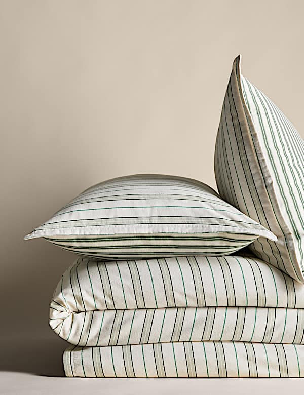 Pure Brushed Cotton Striped Bedding Set - US