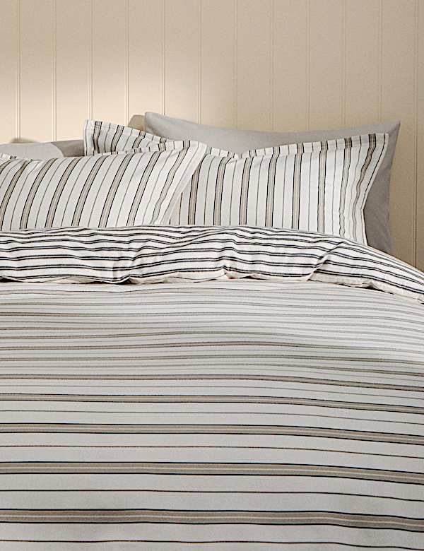 Pure Brushed Cotton Striped Bedding Set - BE