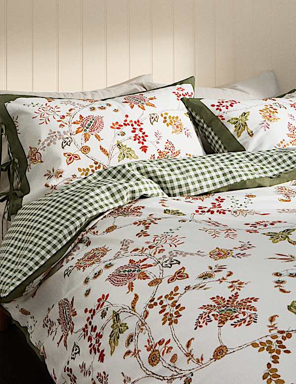 Parure de lit 100 % coton à motif feuilles grimpantes - CH