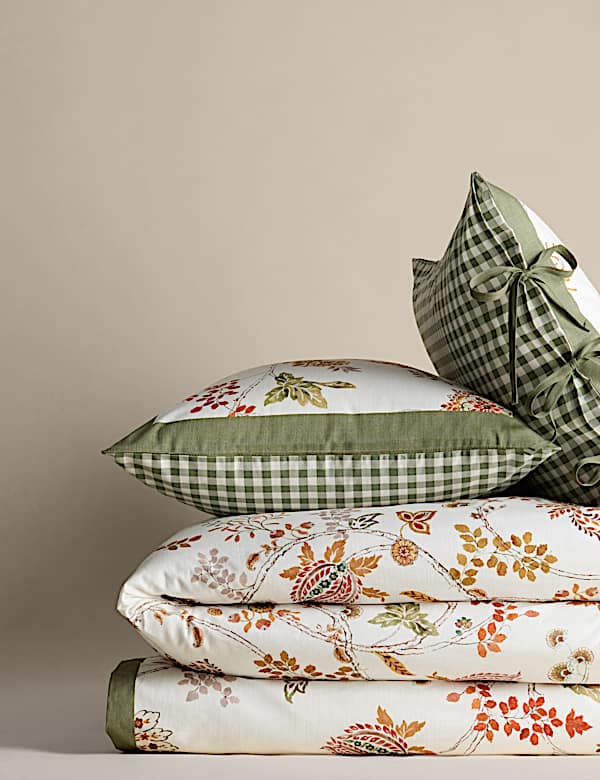 סט מצעים מכותנה טהורה בהדפס עלים - IL