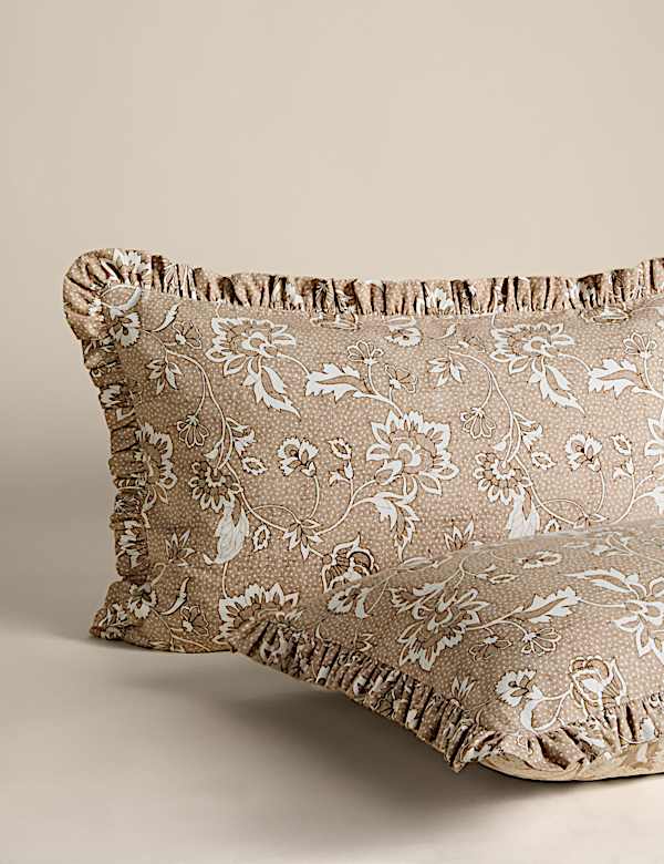 Brushed Cotton Printed Ruffle Edge Bedding Set - ES