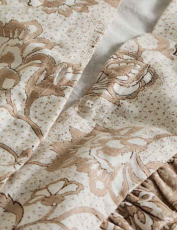 Brushed Cotton Printed Ruffle Edge Bedding Set - ES