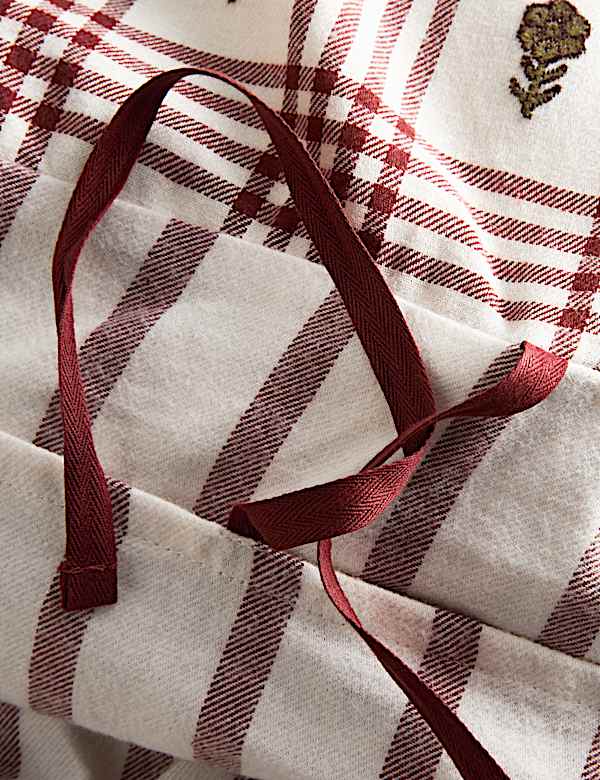 Parure de lit à motif fleuri à carreaux 100 % coton peigné - CH